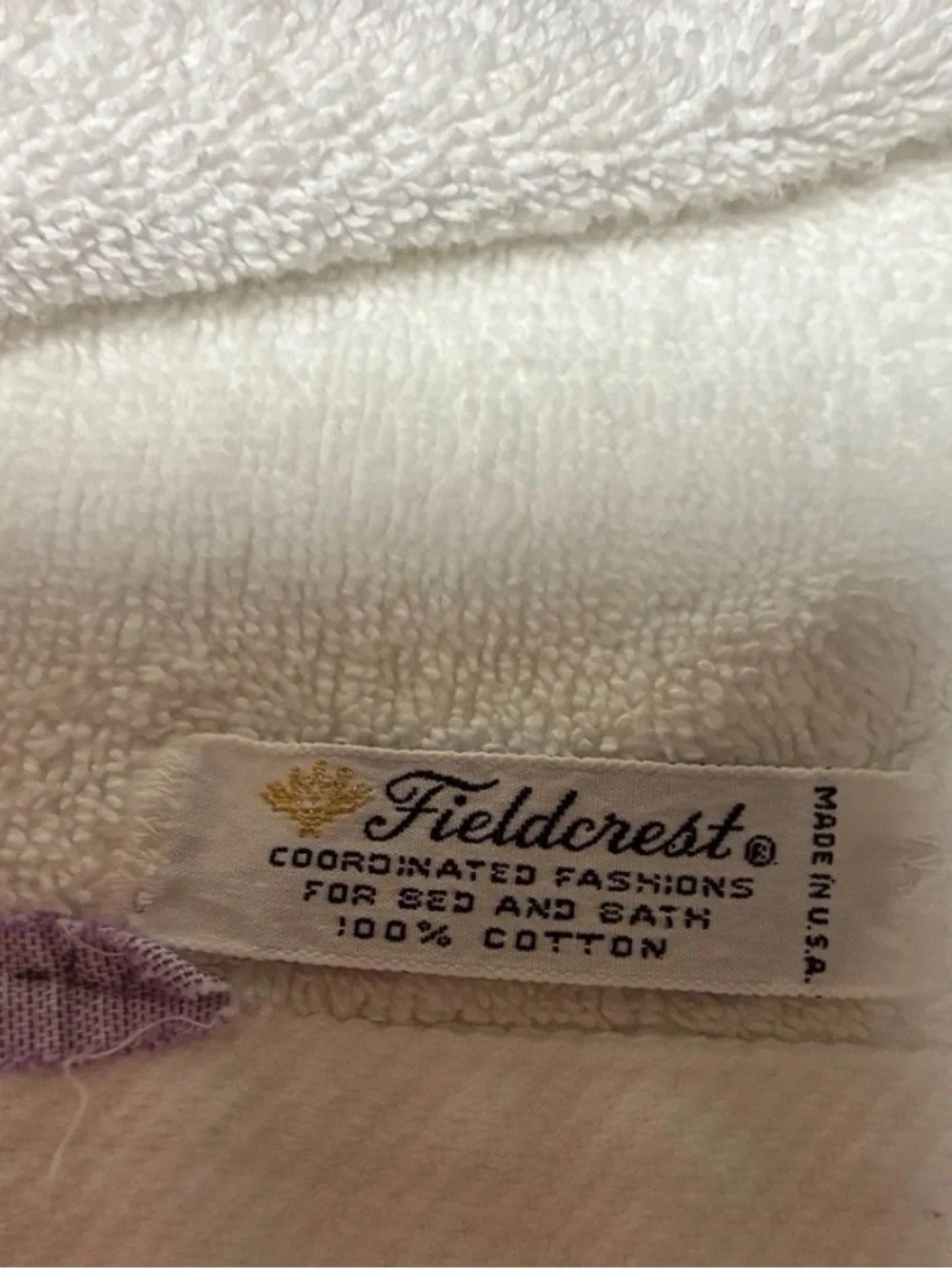 Vintage Fieldcrest 4 Pc Towel Set 1 Bath Towel 3 Washcloths Embroidered In Green